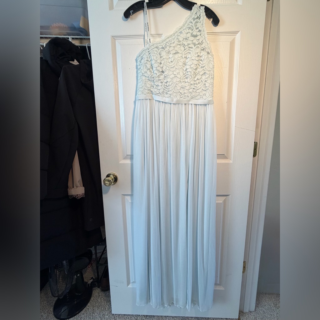 David’s Bridal Lace Bodice Light Blue Women’s Maxi Dress